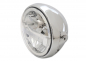 Preview: HS - 7 Zoll - LED-Scheinwerfer / chrom / British Style Typ 4 / Befestigung seitl. / mit TFL / E-Zeich.