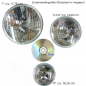 Preview: Scheinwerfer 7" - Klarglas / schwarz - Grooved - 88 Style / Befestigung unten / E-Zeichen