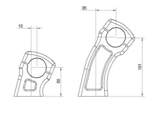 RISER - Alu Poliert - 120 mm Pullback / 35 mm / 1 Zoll / mit KDF / Tüv-Gutachten