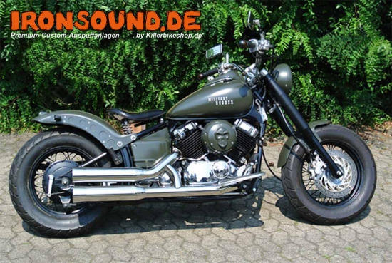 Super Sale: Falcon Double Groove / YAMAHA XVS 650 + Classic / Komplettanl. / silber poliert / EG-BE
