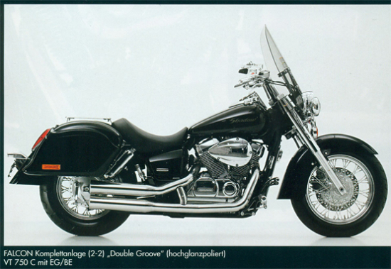 Falcon Double Groove Komplettanlage  / Honda VT 750 Shadow Spirit + Black Spirit / mit KAT / poliert / RC 50 / 53 / ab 2010 / EG-BE