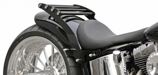 BR - Custom - Gepäckträger / Harley Softail / Custom - Bikes / 98 - 07 ( ausser Rocker - Breakout & FatBoy ) Steel schwarz / 200 + 240