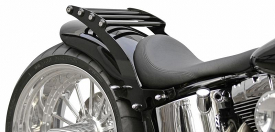 BR - Custom - Gepäckträger / Harley - Custom-Bikes - nur Rocker - Modelle / 98 - 07 / Steel schwarz / 240 / 260er Reifen