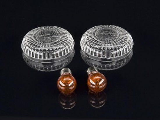 BR White-CUSTOM Blinker - White - Klar / 1 Paar / Yamaha XVS 650 / 1100 Classic / XVZ 1300