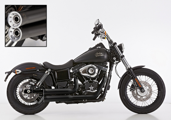 BLACK-EDITION: FALCON Double Groove / ceramic-black / HARLEY DYNA Street Bob / ab 2006 / Komplettanlg. / KAT / EG-BE