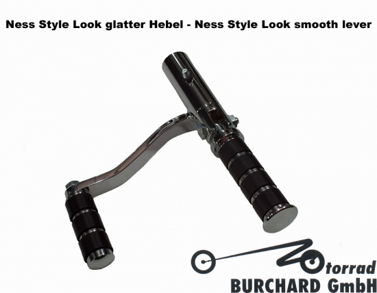 MB - Fußrastenanl. vorverl. - 24 cm / Ness Style Look / glatte Hebel / Harley Sportster EVO 5 Gang / XL/2 / Tüv