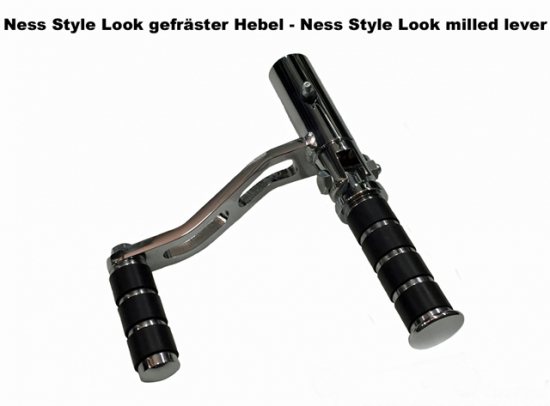MB vorverl. Fußrasten / Ness Style Look glatt / long 21 cm / chrom / HONDA VT 750 C - Spirit RC50 / RC53 / Tüv