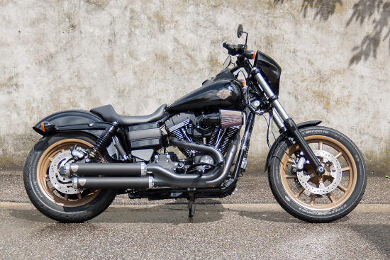 PENZL - Retro Line Auspuffset / verstellbar / schwarz-matt / Harley Dyna - StreetBob / 95-03 / EG-BE