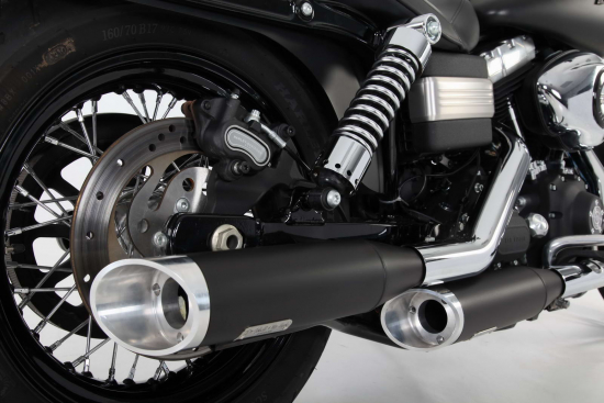 PENZL - Retro Line Auspuffset / verstellbar / schwarz-matt / Harley Dyna + StreetBob / 08-16 / EG-BE