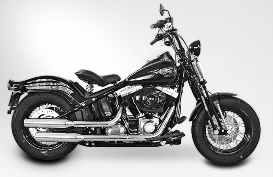 SALE: MILLER - 2-2 - SlipOn Auspuff Hunter / silber / Harley Softail - Slim / S / EG-BE