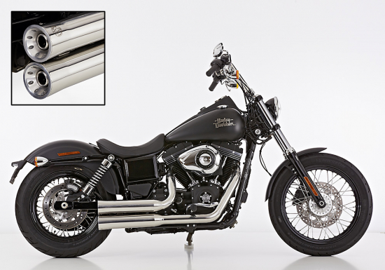 Sale: Falcon Double Groove / Komplettanlg. / silber poliert / HD Street Bob / 06 - 16 / EG-BE