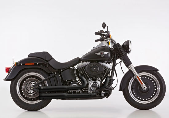 Vorführer: Falcon Double Groove Komplettanlg. / black / HD Softail Fat Boy Low / ab 2010 / EG-BE