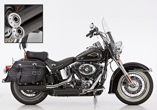 EURO 3: Falcon Double Groove - Slip On / black / HD Softail Heritage Classic / ab 2007 / EG-BE