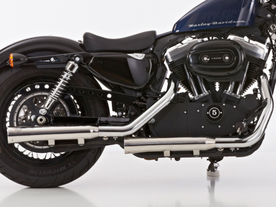 Falcon Double Groove - Slip On / HD Sportster XL 883/1200 / KAT / poliert / ab 2014 / ABE