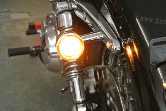 Harley - BLINKERGLÄSER SMOKE + BIRNEN GELB / 1 Satz = 4 Stck / Harley FXST - FXD - XL // ECE