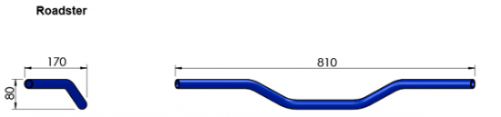 LENKER Roadster 1" (1 ZOLL) ALU / 810 / 80 / 170 mm / mattschwarz / Tüv