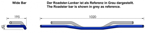 LENKER Wide Bar 1" (1 Zoll) 3-Loch-Bohrung / Stahl / 1020 / 45 / 195 mm / black / Tüv