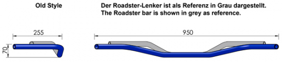 nur noch 2 x: LENKER Old Style 1" (1 Zoll) / HD-Delle / Stahl / 950/70/255 mm / chrom / Tüv