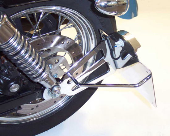 seitl. MB-Kennzeichenh. Kompl.-Set / chrom / 1" Zoll Achse / HD Softail - ab 2008  / TÜV