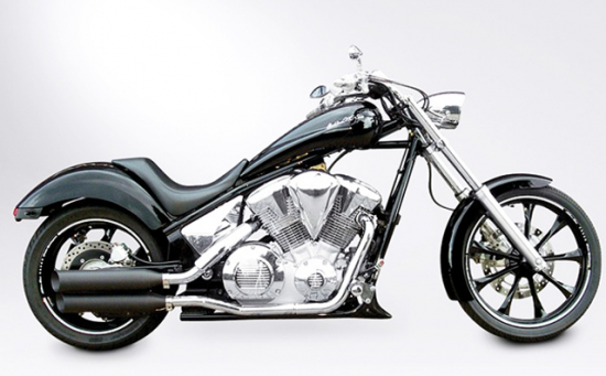 MILLER 2-2 Honda VT 1300 CX Fury / SlipOn Auspuff / black / Malibu / KAT / EG-BE