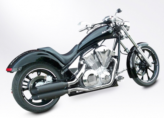 Preview: MILLER 2-2 Honda VT 1300 CX Fury / SlipOn Auspuff / black / Malibu / KAT / EG-BE