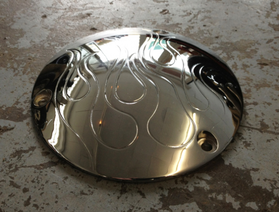 BR LUFTFILTER-ZIERPLATTE Flame / 16cm / chrom / universal