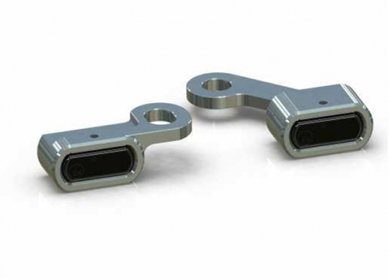 TB LED Mini Blinker Stripe / silber poliert / Softail 15-18 / Touring 09-16 nicht für hydr. Kupplg. / Paar / E-Zei.