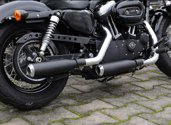 Preview: MILLER 2-2 Harley Sportster XL 883 / SlipOn Auspuffanlage / schwarz / SILVERADO I / 2004 - 2013 / ABE