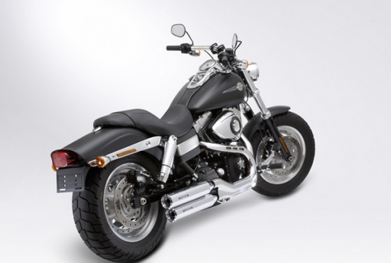 Preview: MILLER - UTAH II - 2-2 / silber / Harley FAT BOB / SlipOn Auspuffanlage / ABE