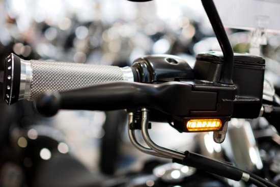 TB LED Mini Blinker Stripe / schwarz - dark / Paar / HD Softail - Dyna - Sportster / E-Zeichen