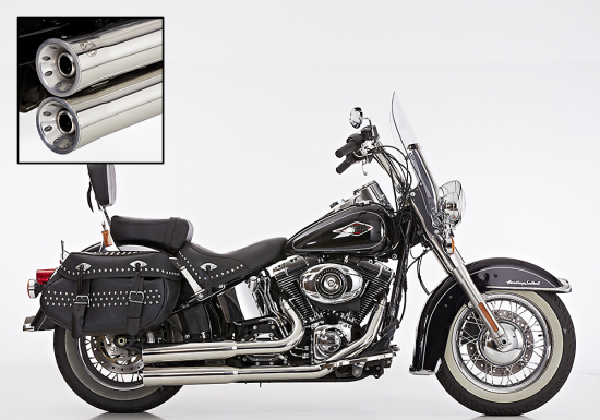 FALCON Double Groove Komplettanlg. / poliert / HD Softail Heritage Classic / ab 2007 /ABE