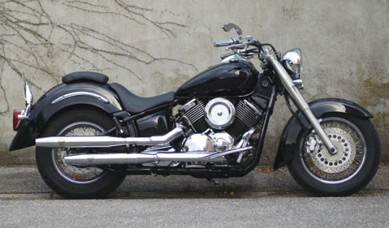PENZL-Retro-Auspuff-verstellbar. / fein gebürstet / 400 mm / YAMAHA XVS 1100 / bis 2003 / ABE