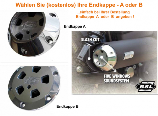 BSL The Bomb Hole Auspuff / chrom + black / Sportster / 04-16 / TÜV