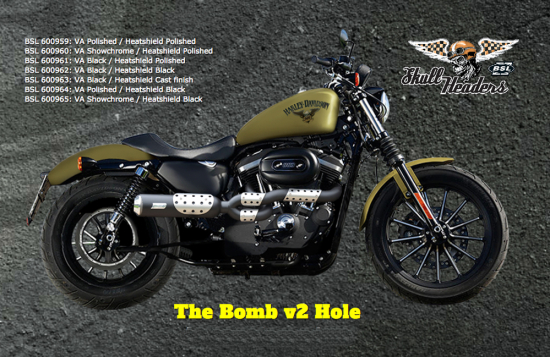 BSL The Bomb Hole Auspuff / schwarz + poliert / Sportster / 04-16 / TÜV - Kopie