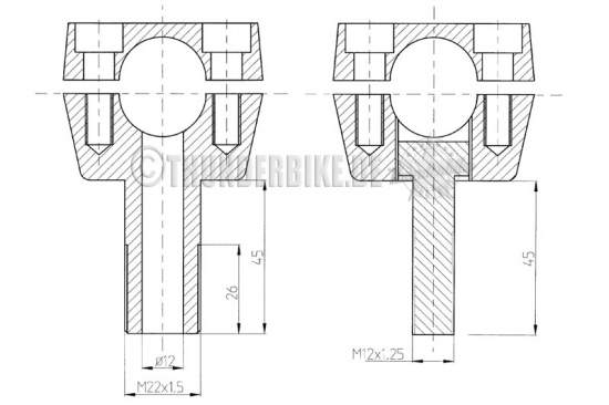 TB RISER - nur Springergabel - OLDSTYLE -  2 Zoll hoch / Lenker 1 Zoll - 32 mm / ALU poliert / ohne Kdf / Tüv