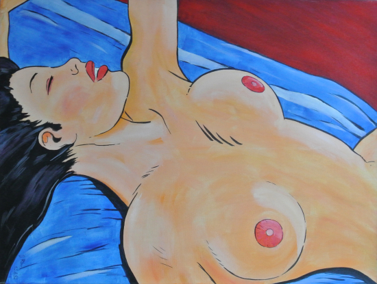 HELDERHEIT - FRAU LIEGEND - Druck auf Künstlerpapier / limitiert / 70 x 50 cm