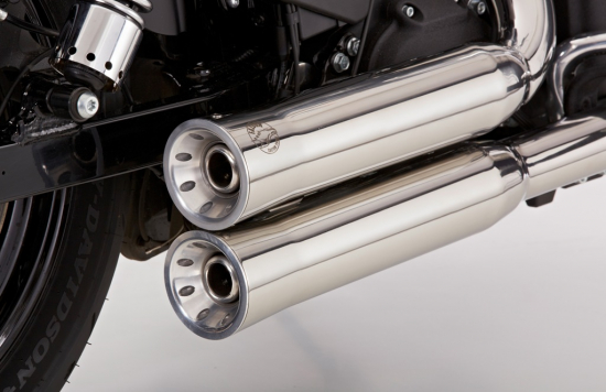 Preview: Falcon Double Groove / Slip on / VA poliert / HD Softail Fat Boy / ab 2007 / ABE