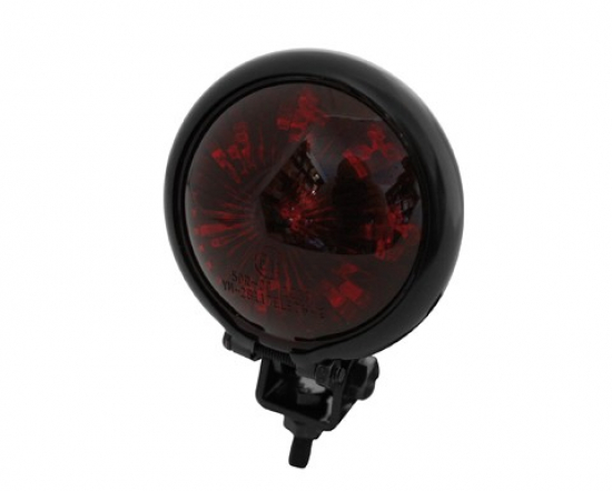 LED - Rücklicht "Bates Style" / schwarz - rotes Glas / E-gepr.