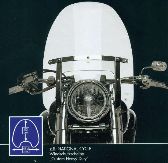 National Cycle Windshield "Custom Heavy Duty" 52 h x 48,5 b mit ABE