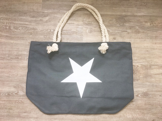 RB Tasche groß / grau / ca 54 b x 37 h cm / Stern-Design / Reißverschluss