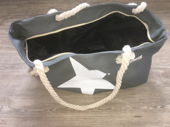 RB Tasche groß / grau / ca 54 b x 37 h cm / Stern-Design / Reißverschluss