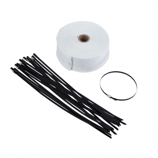 SALE: BR - Hitzeschutzband - Auspuffband / Weiß / exaust wrap white / bis 1.400 Grad / 10 m x 50 mm