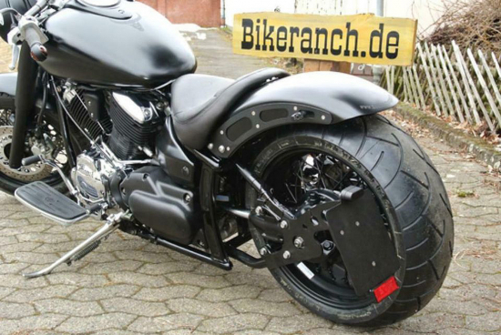MB Rad - Edelstahlfelge + Speichen 6 x 15 - schwarz + Schwingenumbau / für Breitreifen 200 mm / Yamaha XVS 1100 / Tüv