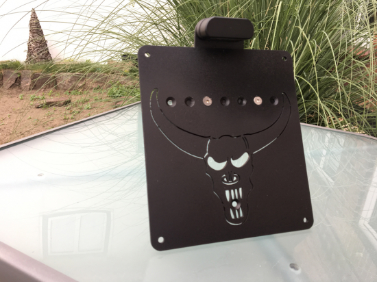 seitl. BR - Kennzeichenhalter - SKULL - schwarz / YAMAHA XV 1600 Wildstar / Kompl.-Set / TÜV