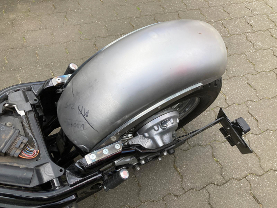 Nur bei uns: BR - Heckfender Stahlblech roh / inkl. Fenderstruts Steel - schwarz glanz / Yamaha XVS 1100 / Tüv