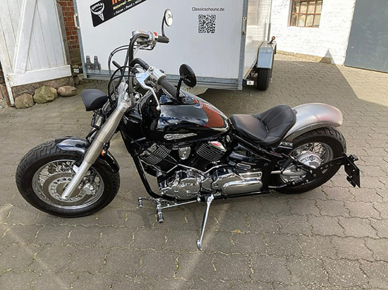Nur bei uns: BR - Heckfender Stahlblech roh / inkl. Fenderstruts Steel - schwarz glanz / Yamaha XVS 1100 / Tüv
