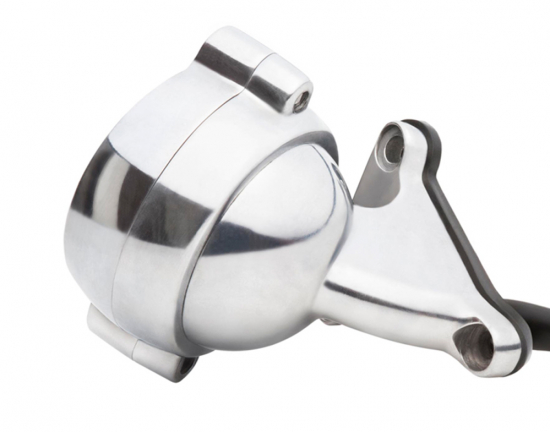 LED Vintage - Rücklicht - Bullet Style 2 / Aluminium poliert / mit Halter / E-Zeichen