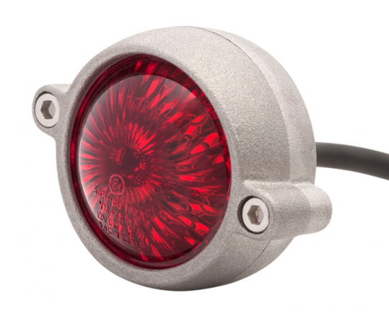 LED Vintage - Rücklicht - Bullet Style 2 / Aluminium matt / mit Halter / E-Zeichen