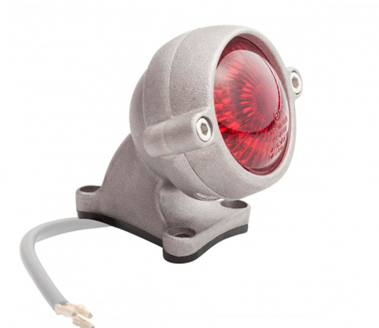 LED Vintage - Rücklicht - Bullet Style 2 / Aluminium matt / mit Halter / E-Zeichen