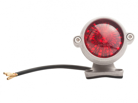 LED Vintage - Rücklicht - Bullet Style 2 / Aluminium matt / mit Halter / E-Zeichen